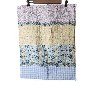 GREENLAND HOME FASHIONS Blue Yellow Floral Patch STANDARD Pillow Shams set of 2